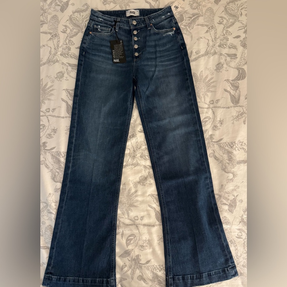 PAIGE Blue Flare Wide Leg Jeans